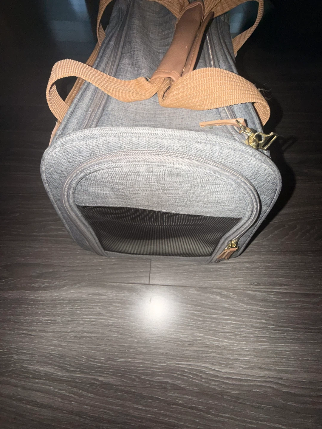 Grey Pet Carrier Bag with Tan Accents - photo 3