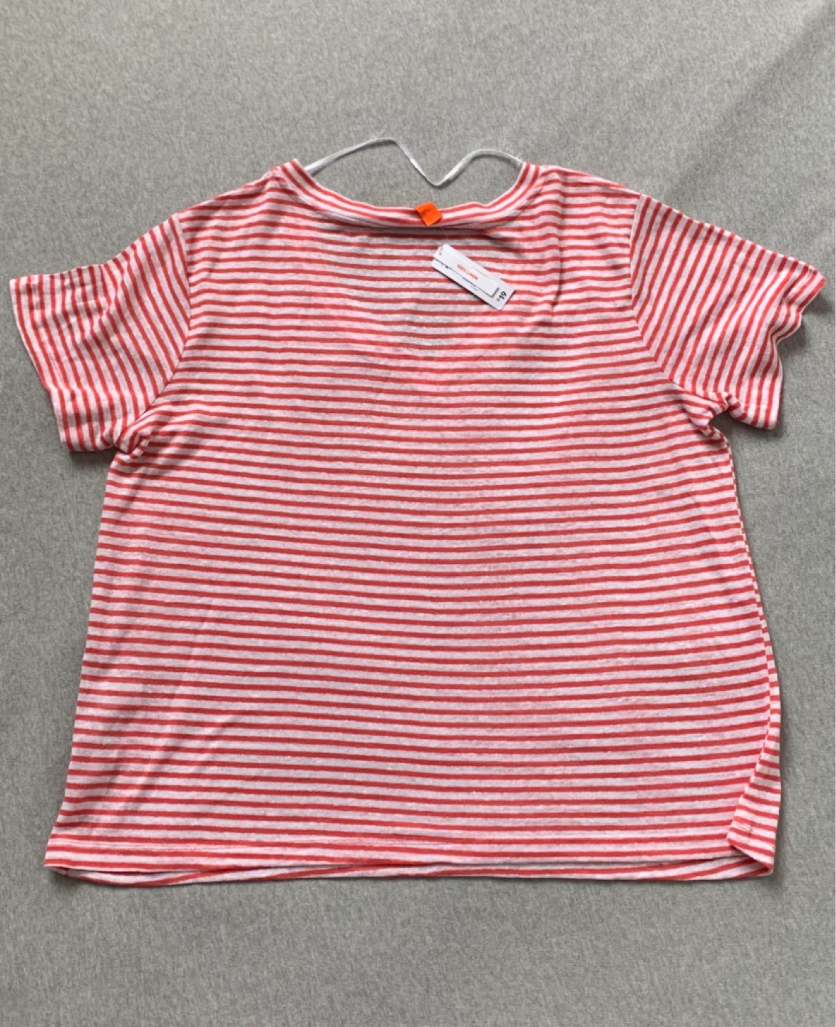 100% Linen Ladies Brand New Red Striped V-Neck Shirt - Size XL - photo 2