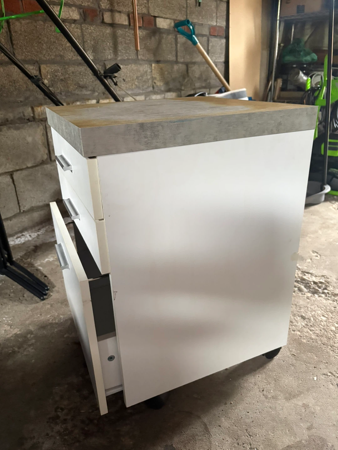White Rolling Cabinet with 3 Drawers - photo 2