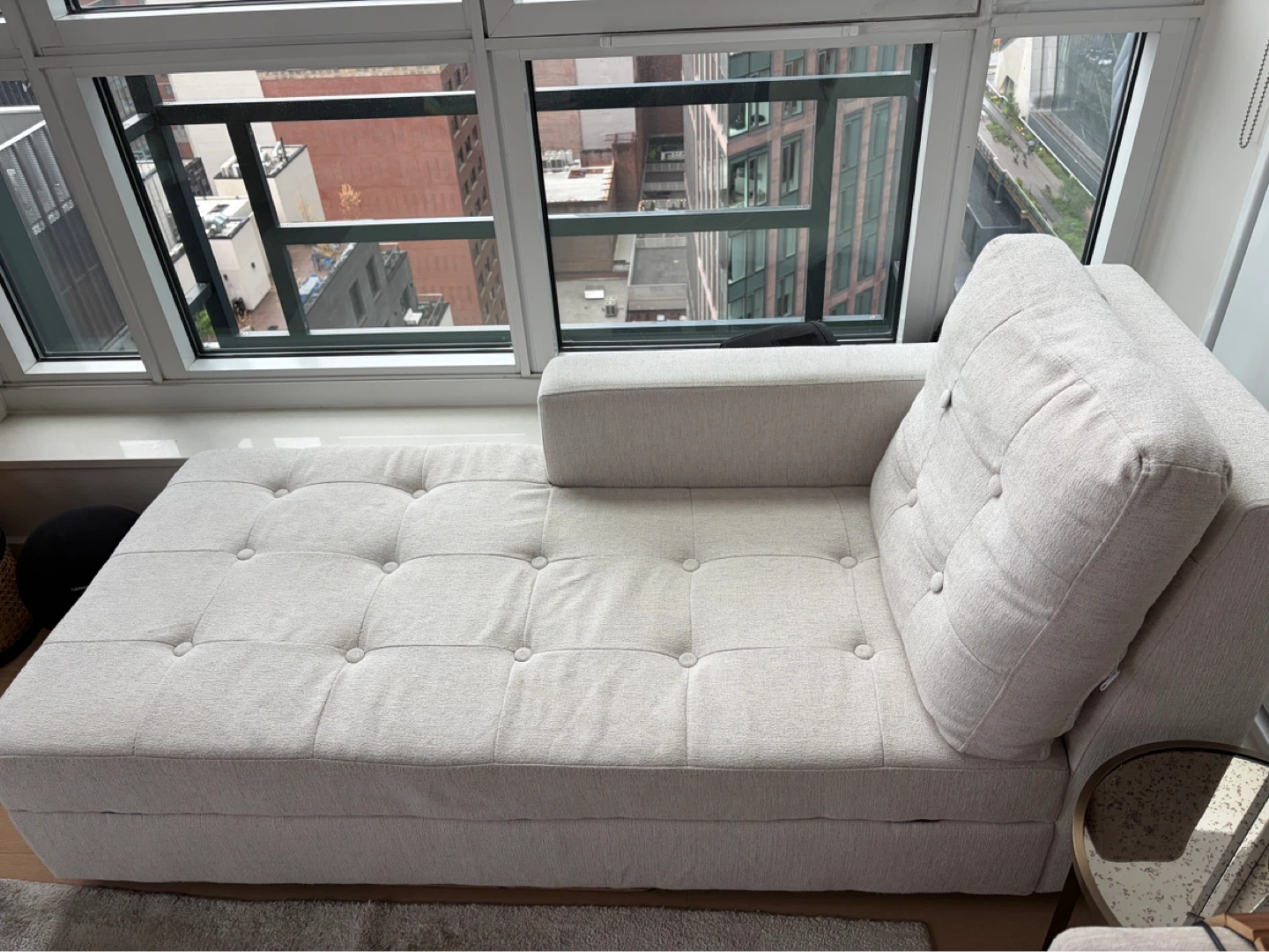 Tufted Chaise Lounge with Storage - Light Beige - photo 2
