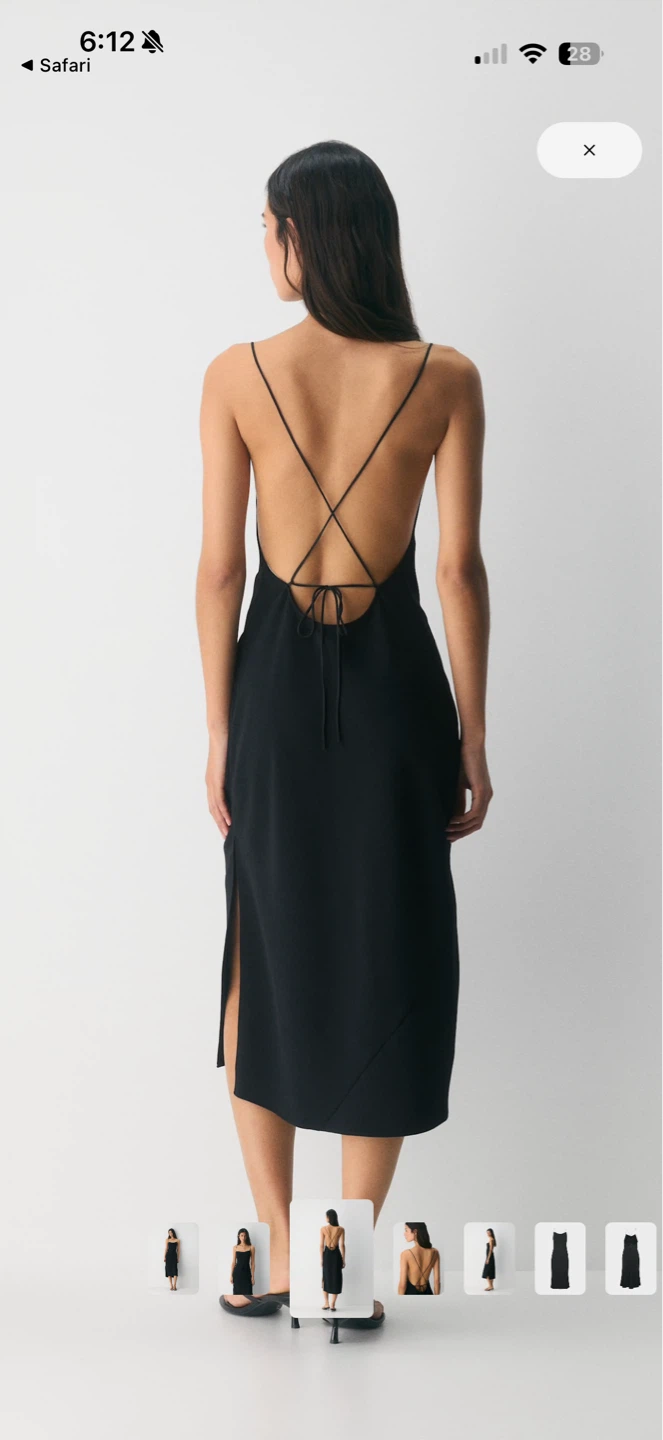 Black Spaghetti Strap Cowl Neck Midi Dress - photo 2
