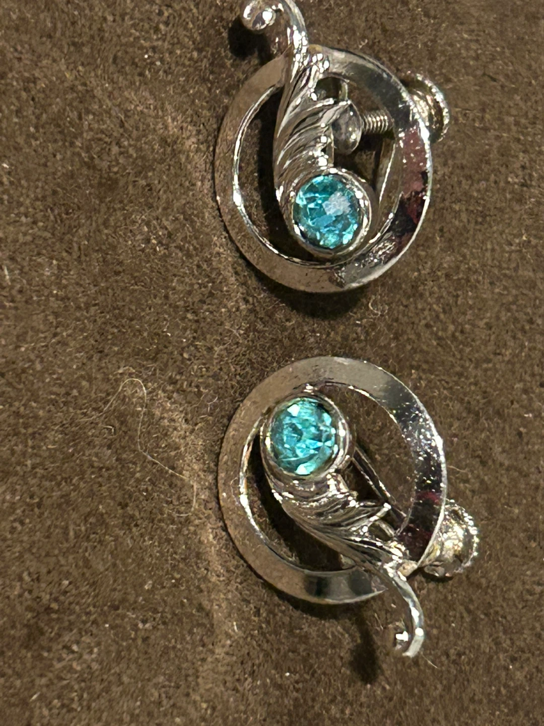 Silver Tone Clip-On Earrings with Blue Stone - photo 2