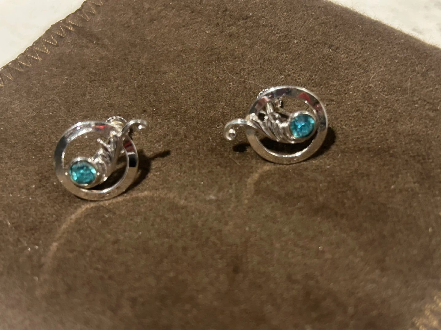 Silver Tone Clip-On Earrings with Blue Stone - photo 3