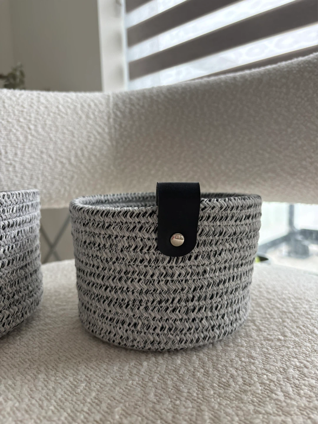 Set of 2 Grey Woven Storage Baskets - photo 3