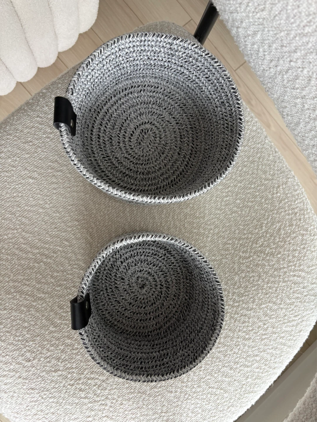 Set of 2 Grey Woven Storage Baskets - photo 4