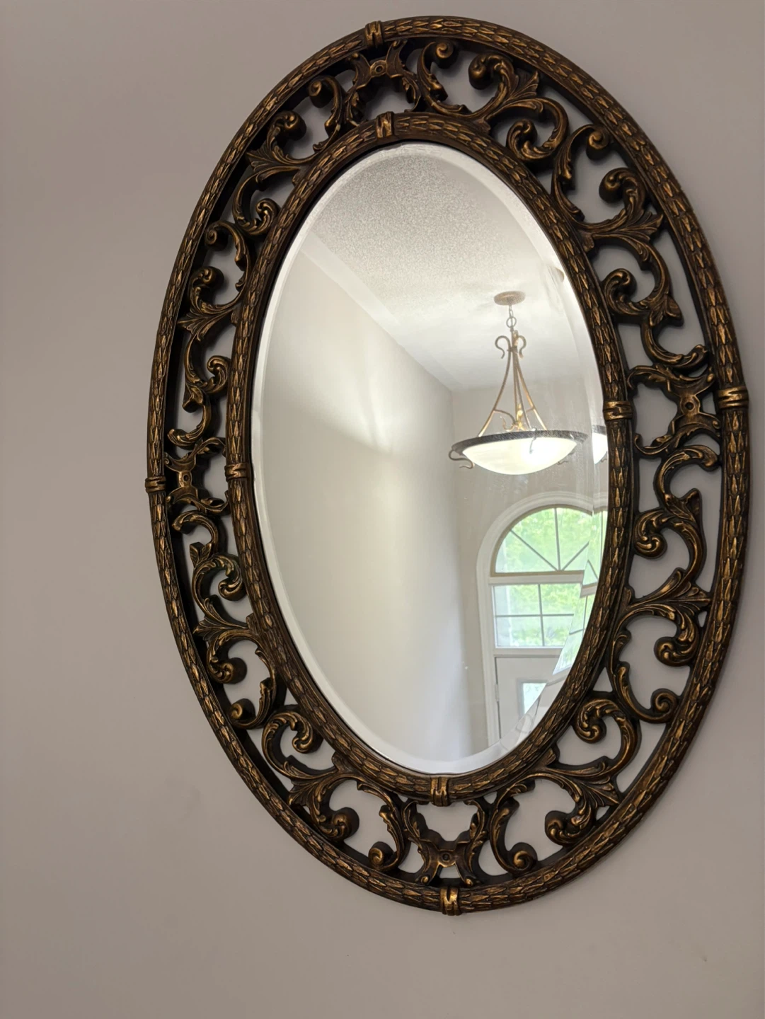 Ornate Oval Wall Mirror with Gold Finish