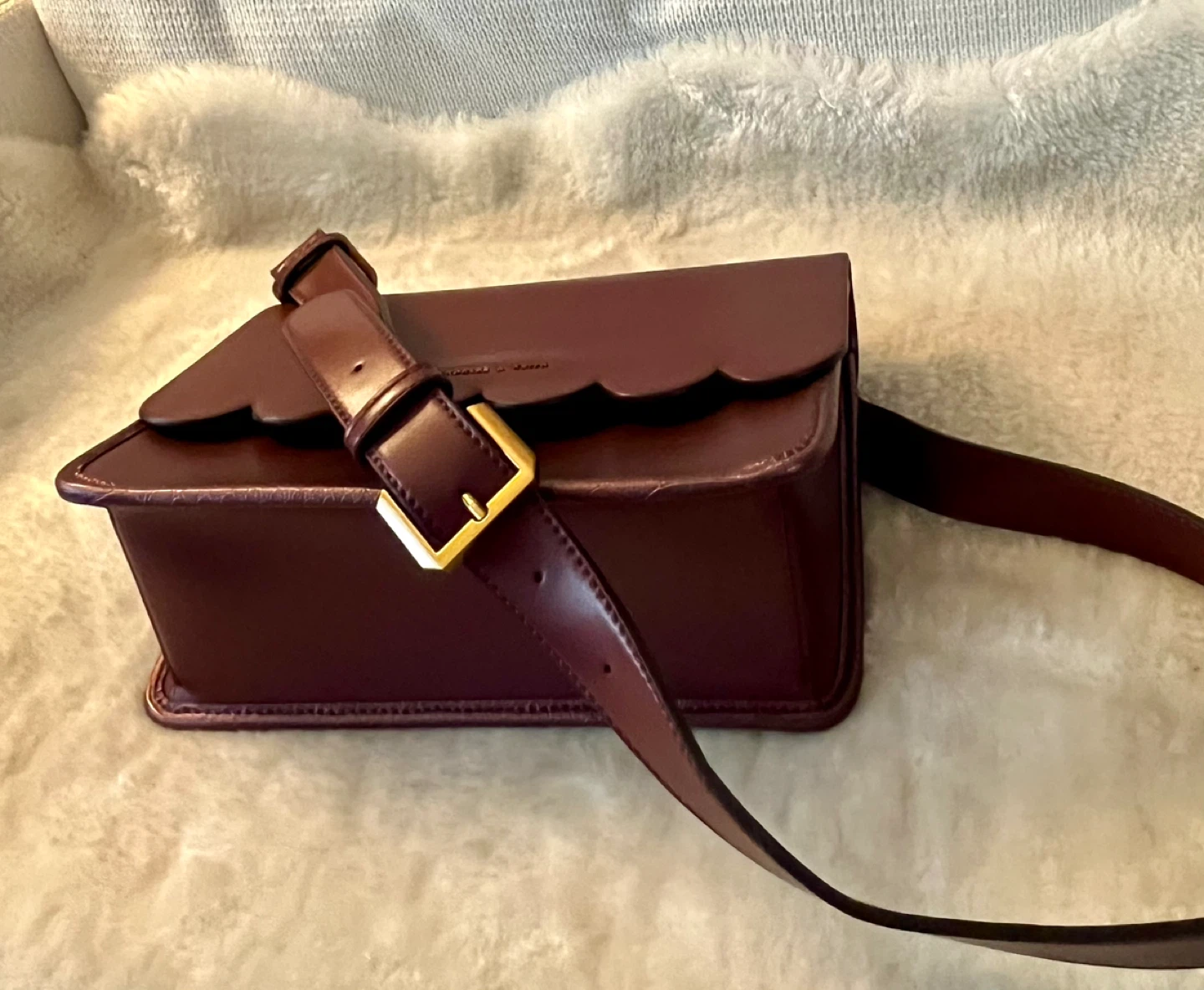 Charles & Keith Burgundy Scallop Handbag - photo 5