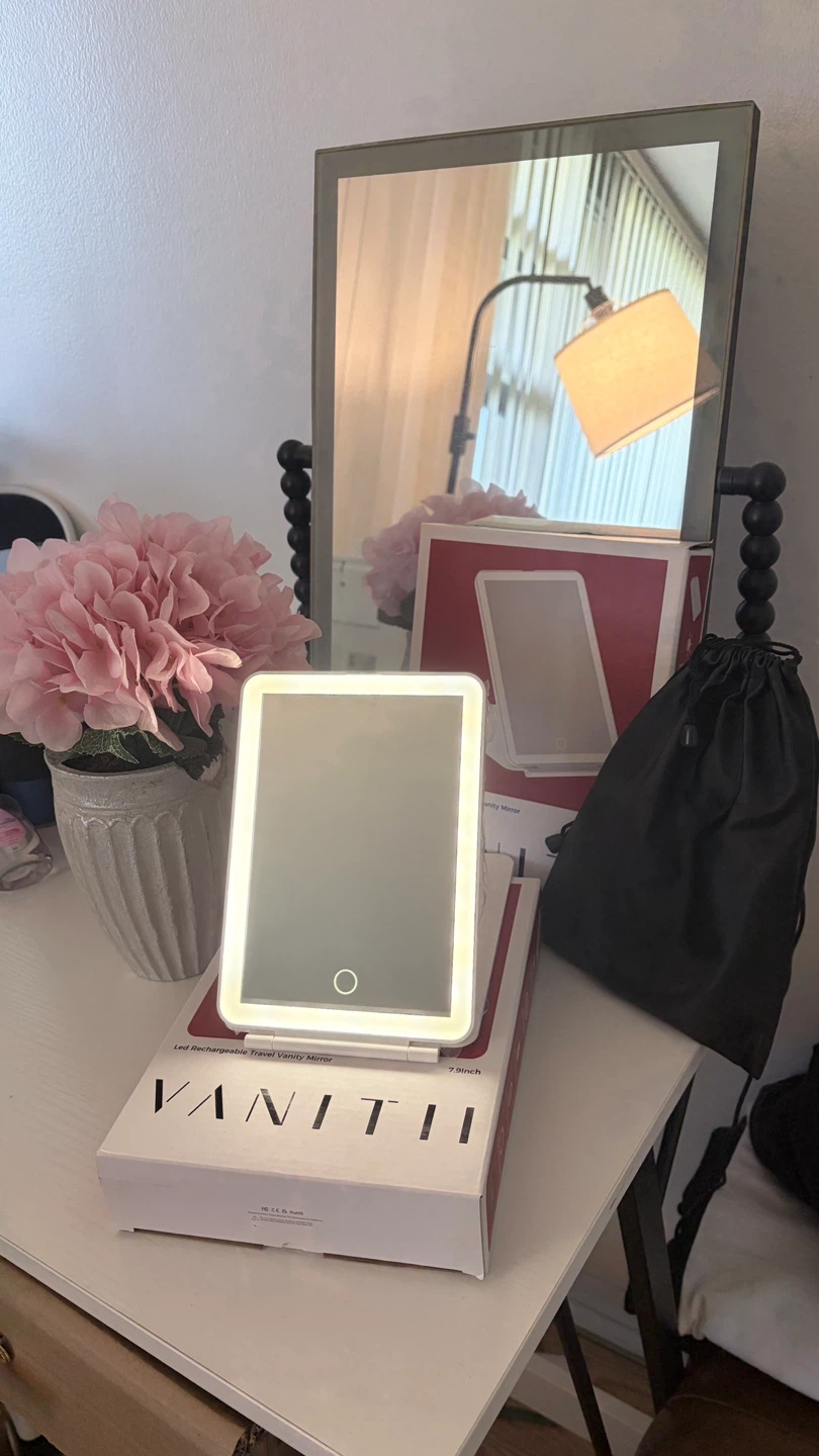 VANITII LED Rechargeable Travel Vanity Mirror - White