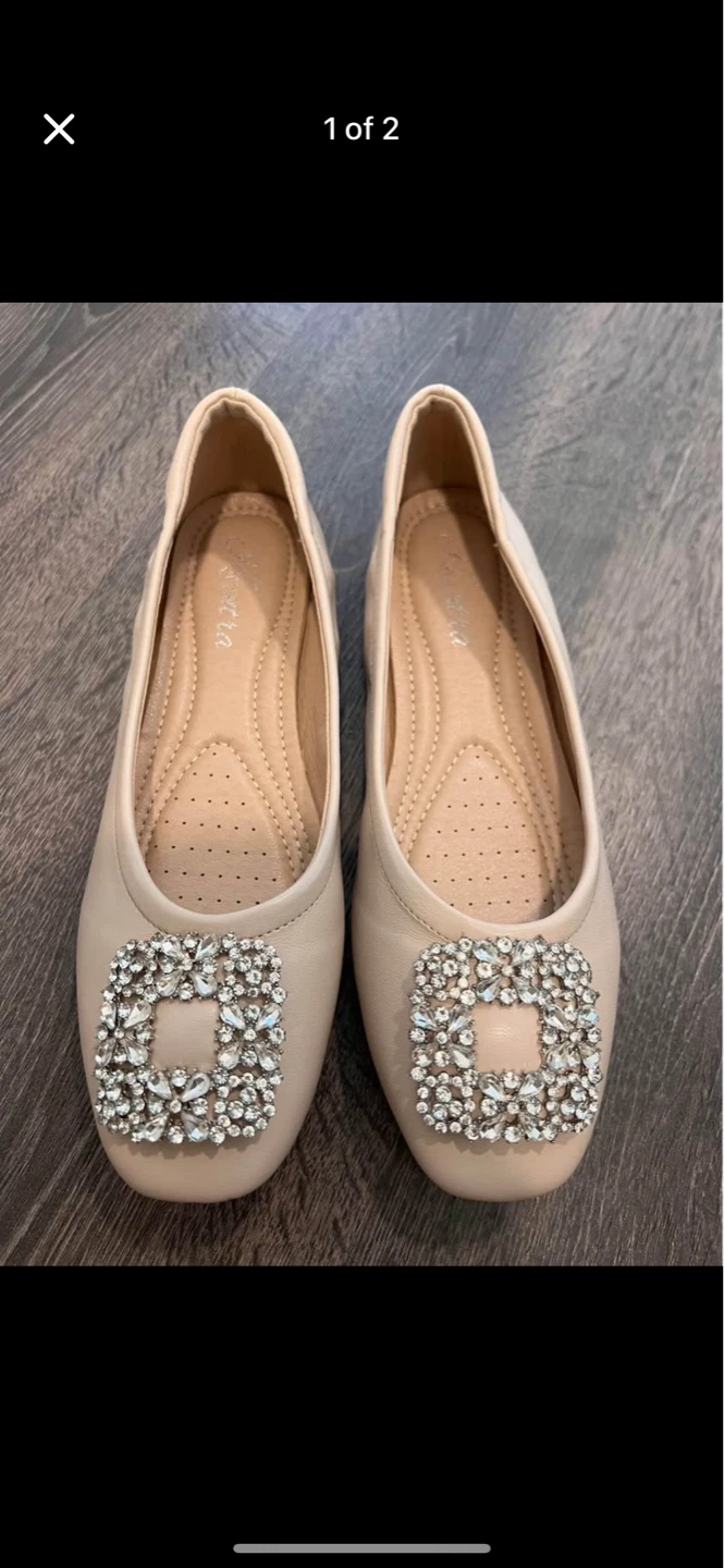 Women's Ballet Flats with Rhinestone Buckle