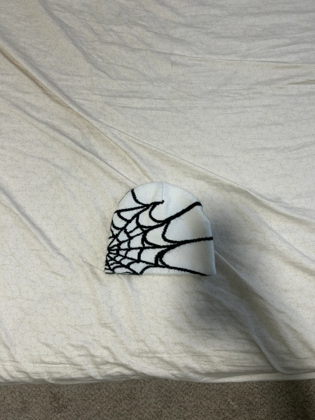 White Spiderweb Beanie