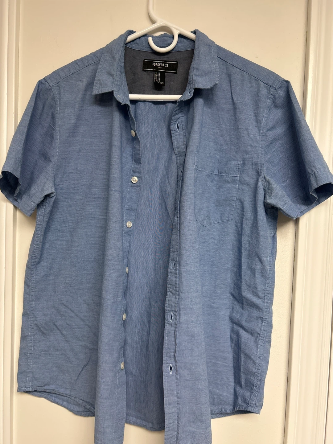 Forever 21 Men's Blue Short Sleeve Button-Up Shirt - Size M - photo 5