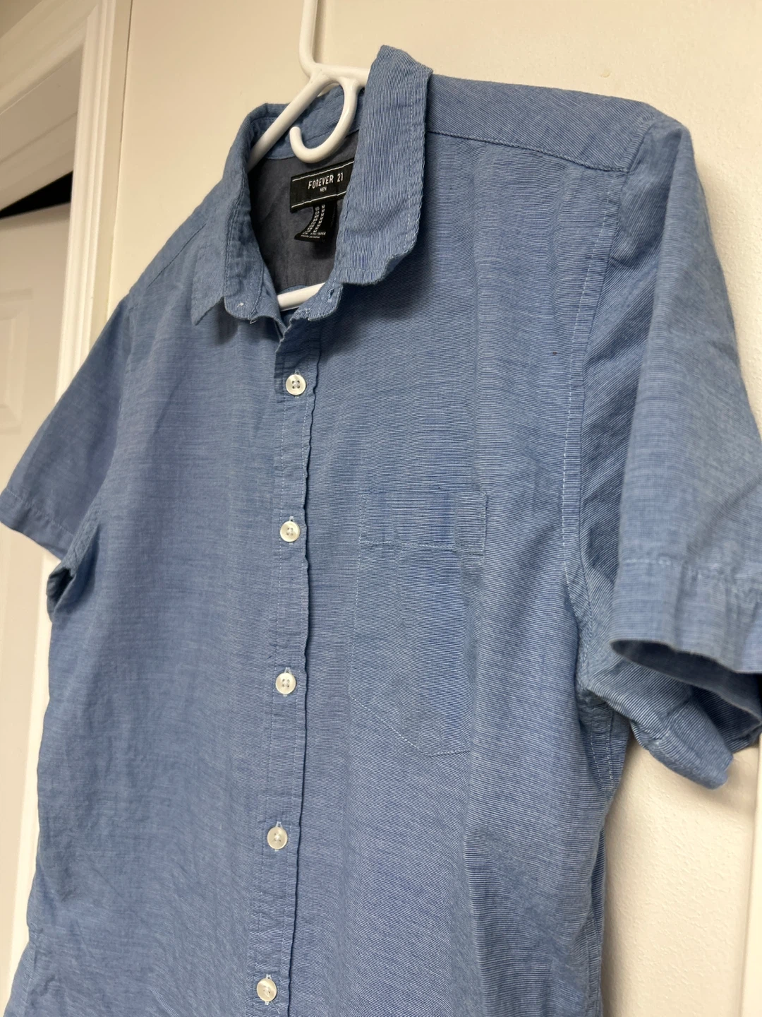 Forever 21 Men's Blue Short Sleeve Button-Up Shirt - Size M - photo 3