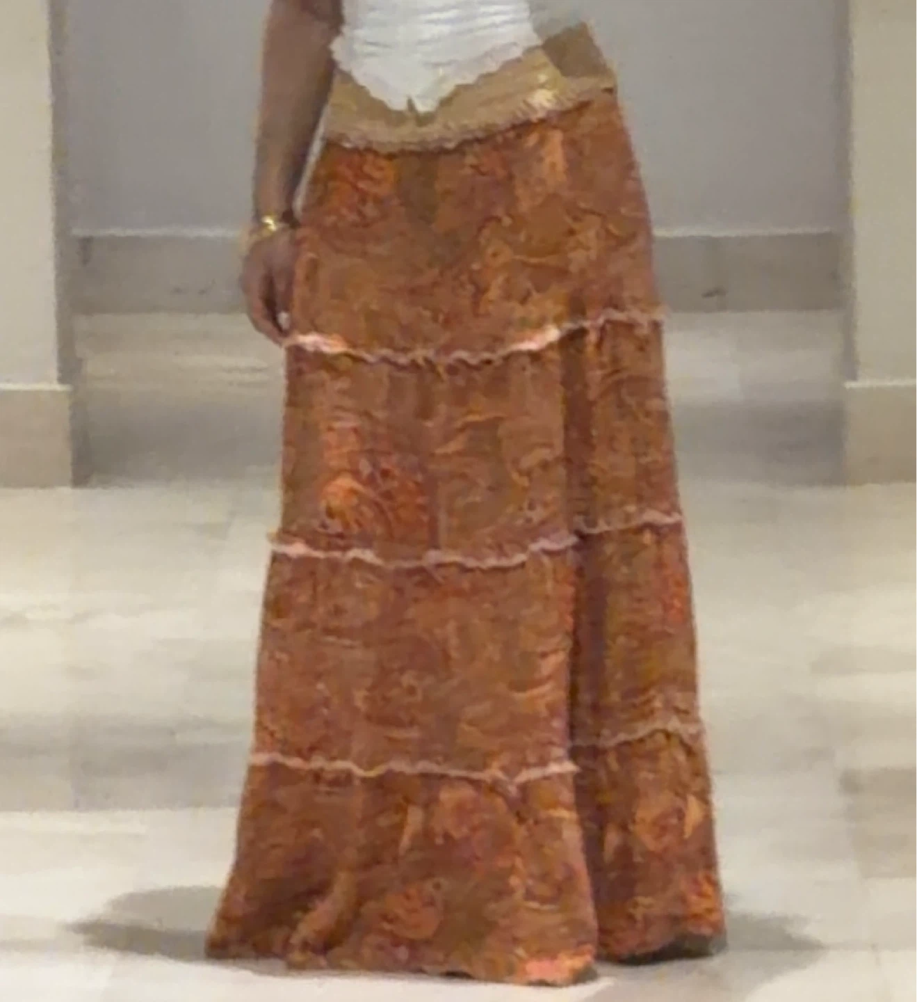 Tiered Maxi Skirt with Paisley Print