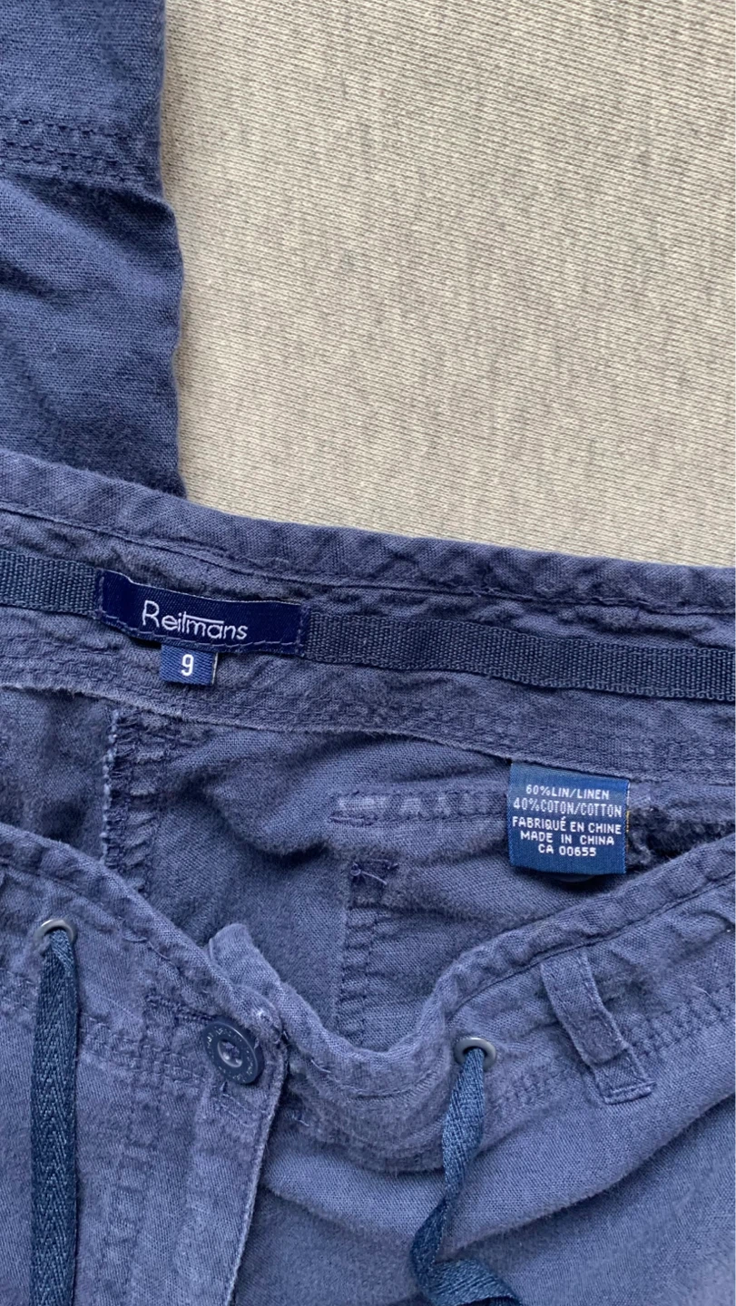 Reitmans Blue Cropped Linen Blend Pants Size 9 - photo 3