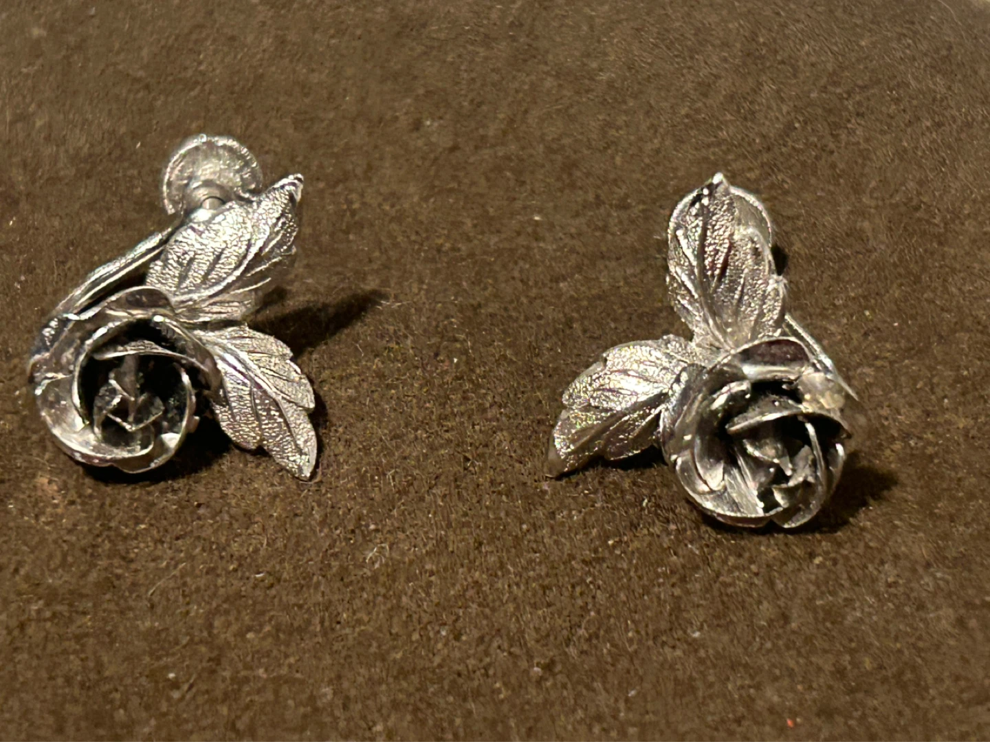 Sterling Silver Rose Screw-Back Earrings