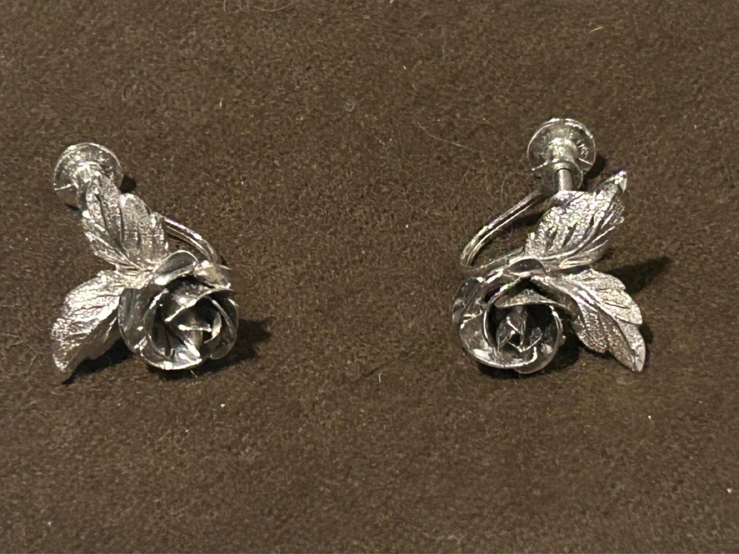 Sterling Silver Rose Screw-Back Earrings - photo 2