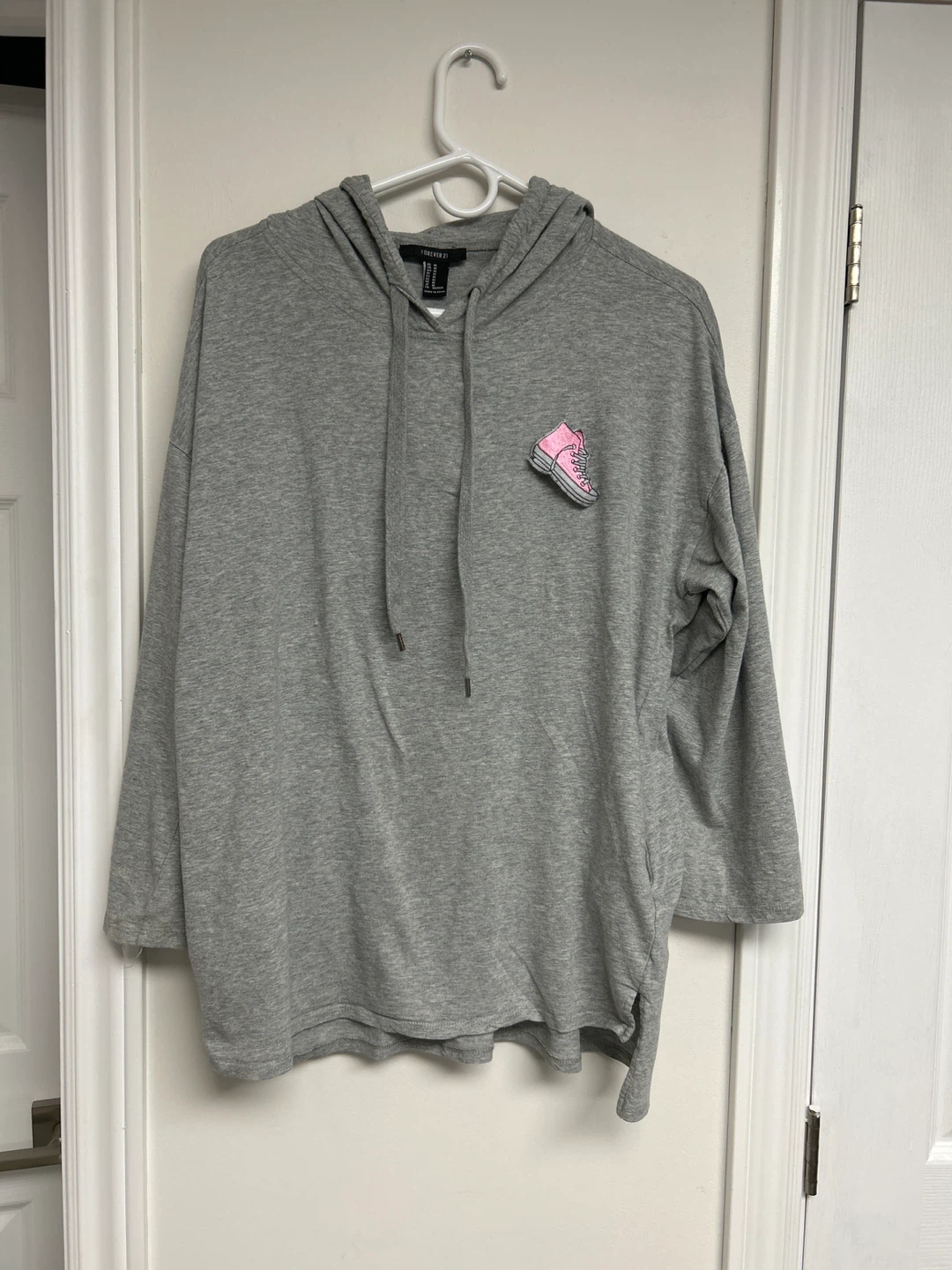 Forever 21 Grey Hoodie with Sneaker Patch