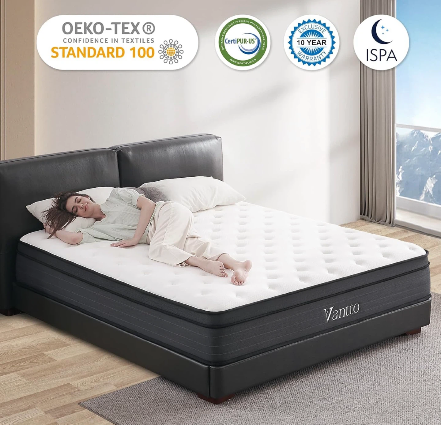 Vantto Queen Mattress – 12 Inch Hybrid Memory Foam – $150