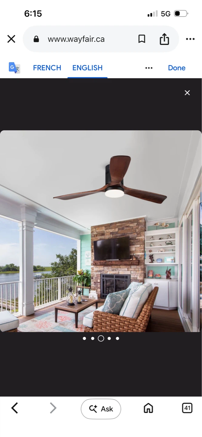 New 52-inch 3-blade recessed ceiling fan brown wood remote - photo 4