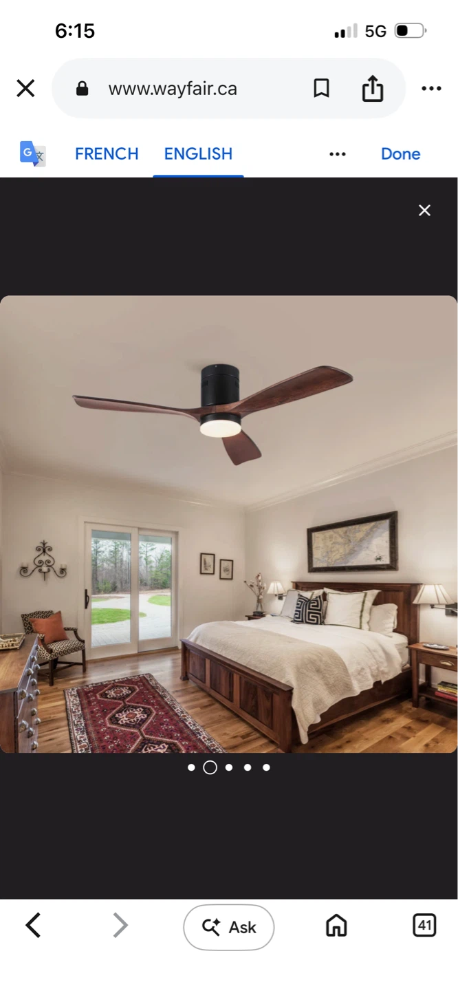 New 52-inch 3-blade recessed ceiling fan brown wood remote - photo 2