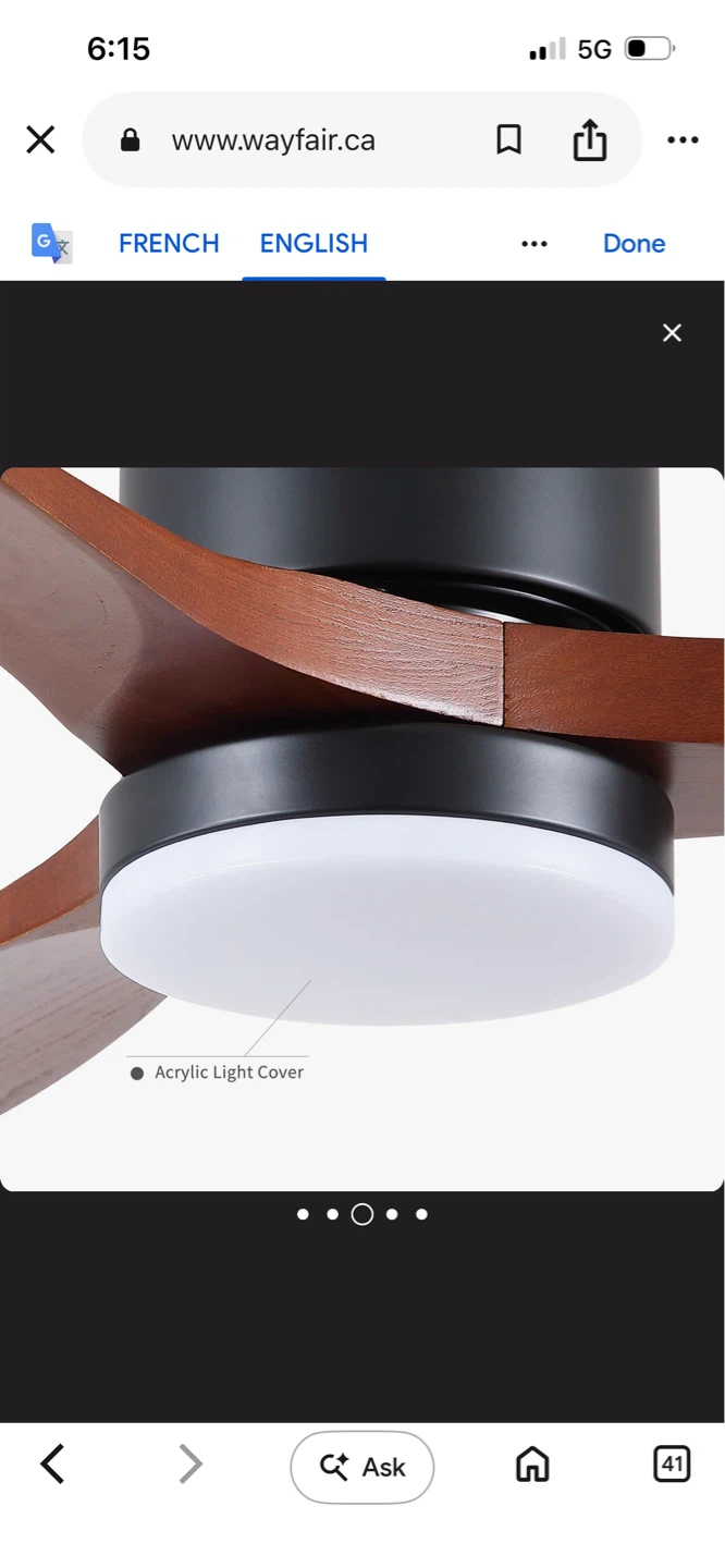 New 52-inch 3-blade recessed ceiling fan brown wood remote - photo 3