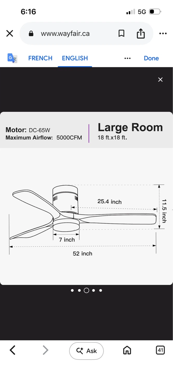New 52-inch 3-blade recessed ceiling fan brown wood remote - photo 5