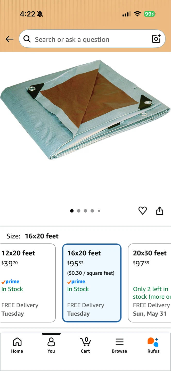 16x20 ft Heavy Duty Tarp