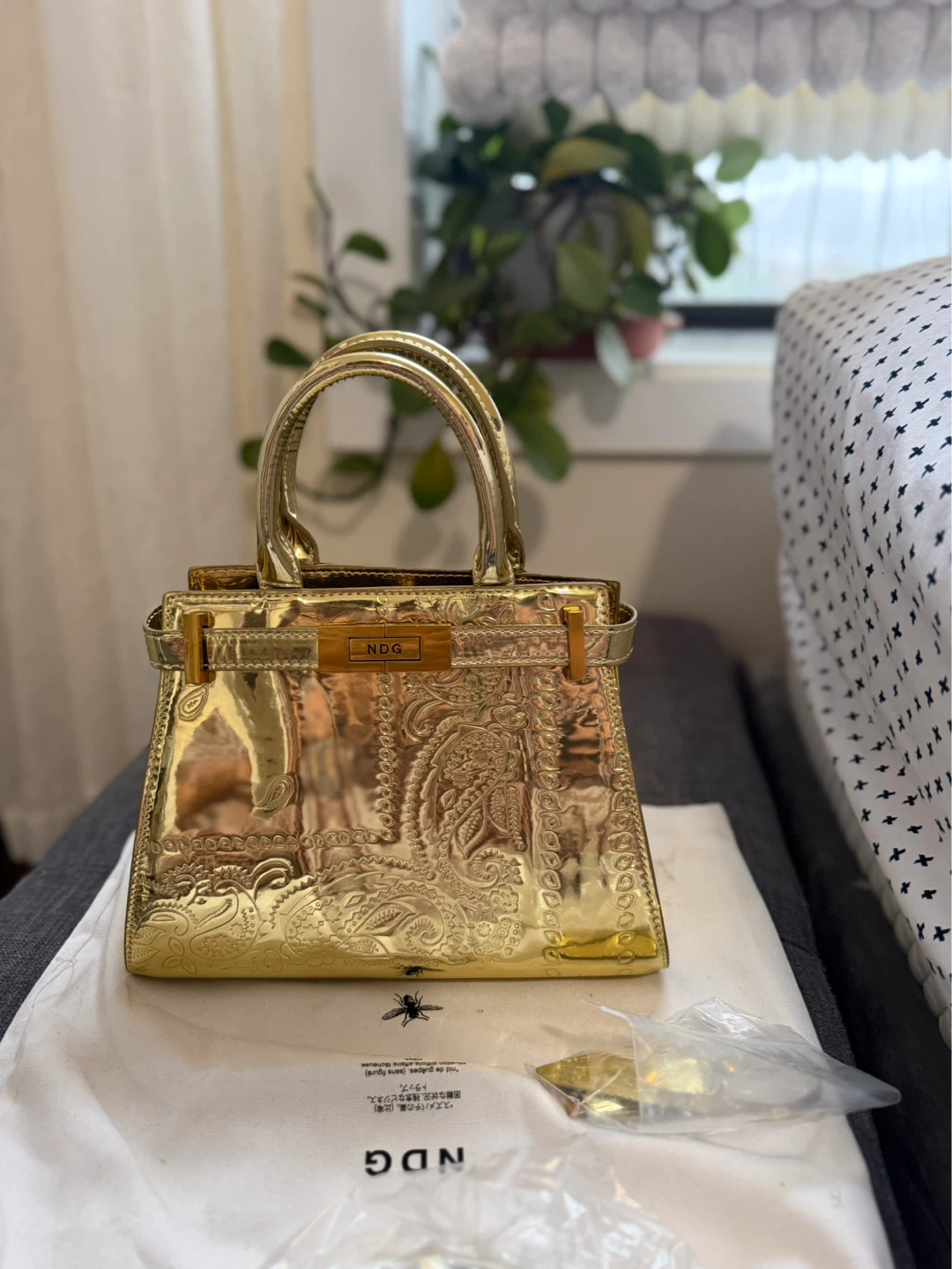NDG Paris Gold Satchel Handbag