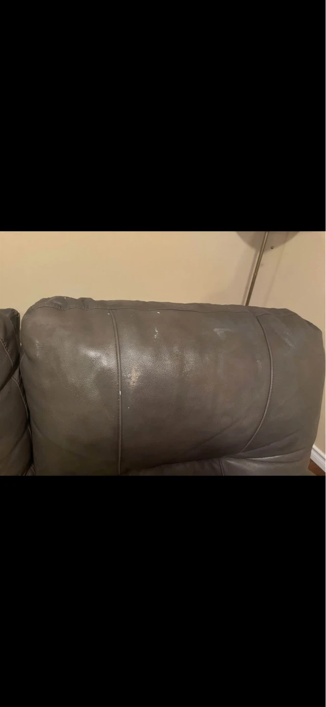 Grey Leather Reclining Sofa with Cup Holders and Storage - photo 4