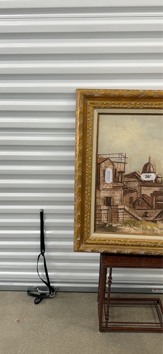 VTG Framed Oil Painting of Italian Village Scene - photo 4