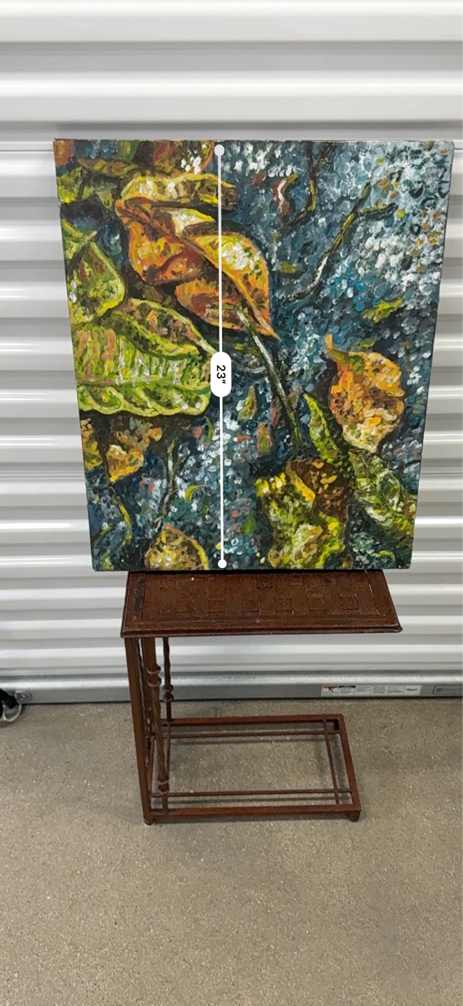 VTG Fall Leaves Oil Painting - 20" x 23" - photo 2