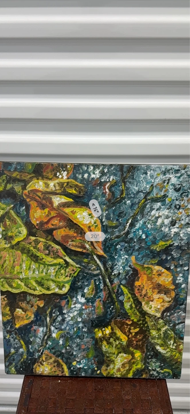 VTG Fall Leaves Oil Painting - 20" x 23" - photo 3