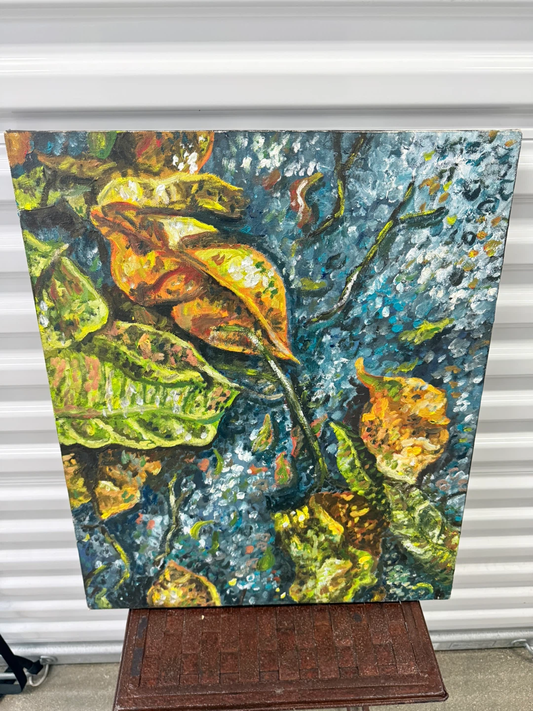 VTG Fall Leaves Oil Painting - 20" x 23"