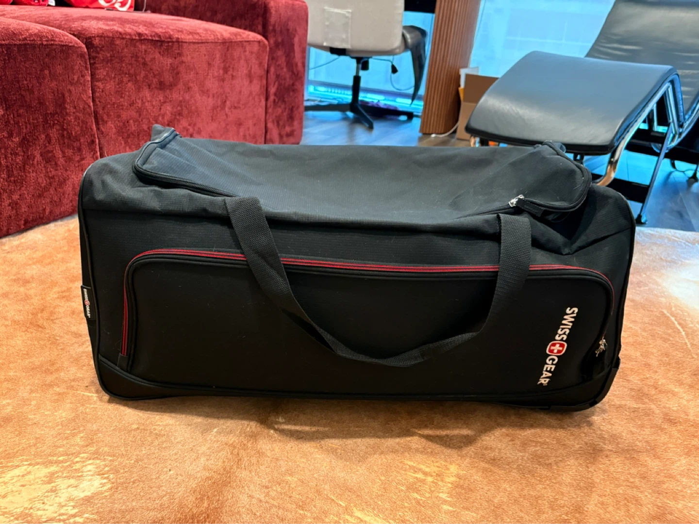 Black Swiss Gear Wheeled Duffel Bag