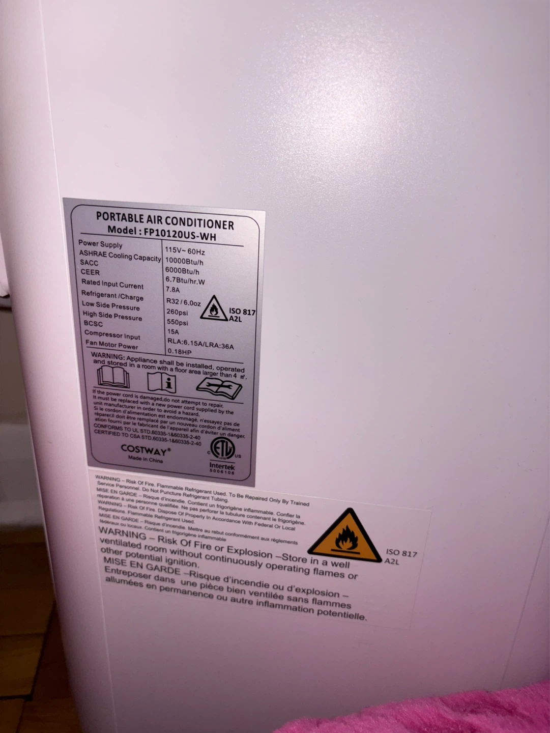 Costway 10000BTU Portable Air Conditioner - photo 2