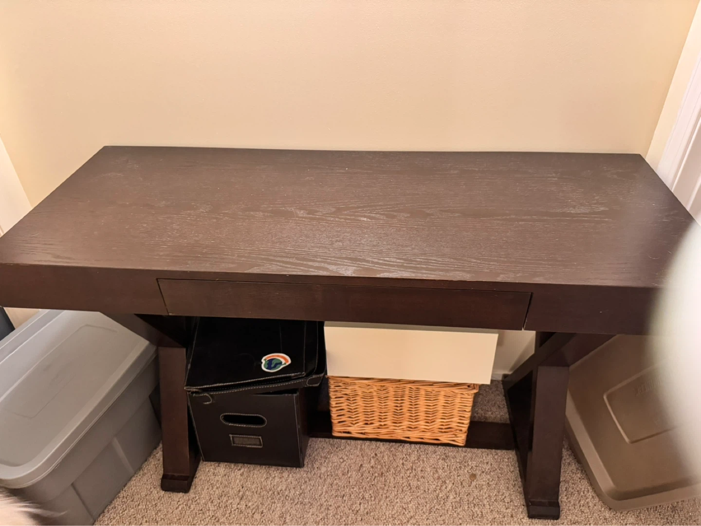 Dark Brown Writing Desk with Drawer