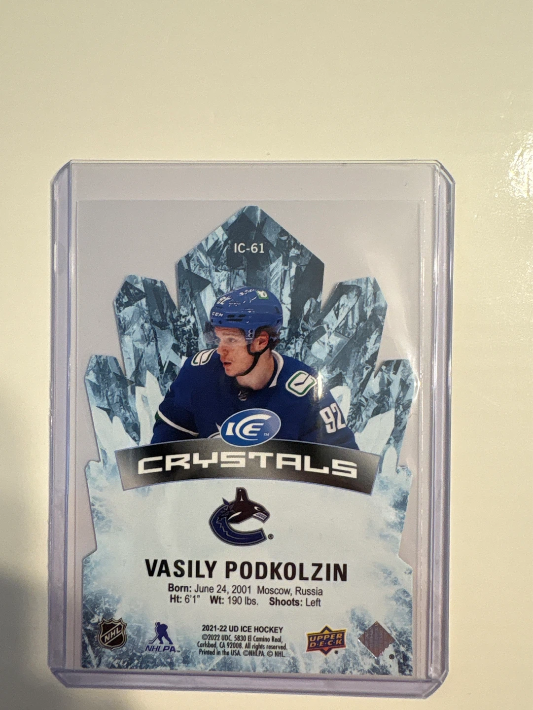 2021-22 Upper Deck ICE Crystals Vasily Podkolzin Rookie Card - photo 2