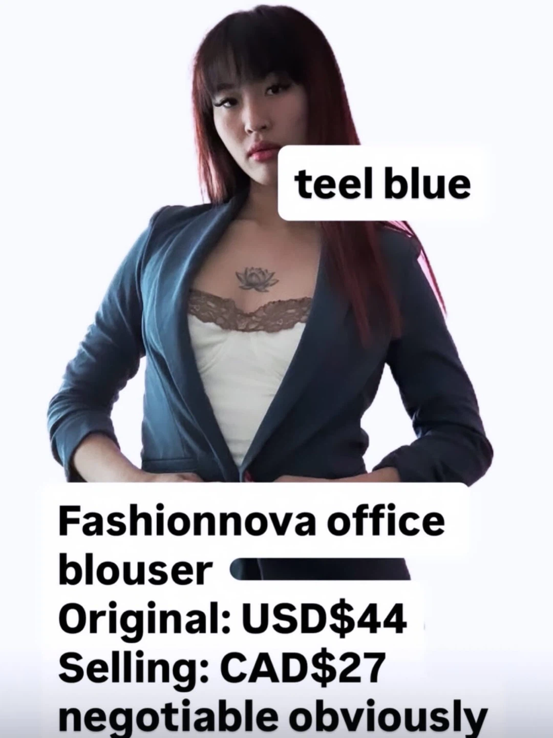 Fashionnova Teal Blue Office Blouse