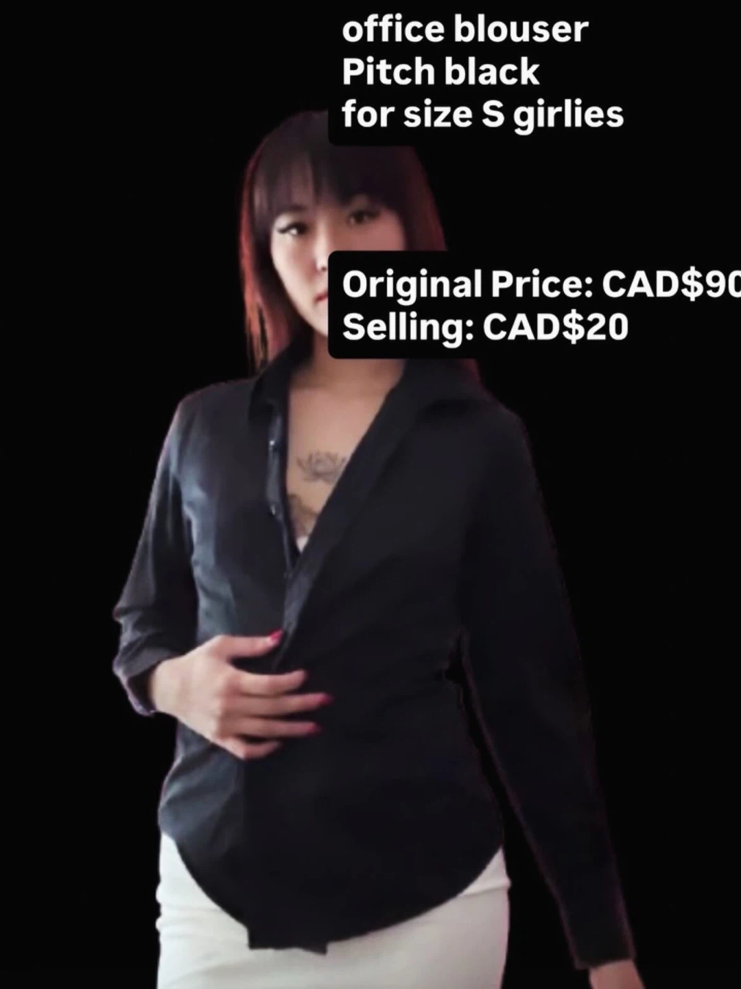 Pitch Black Office Blouse - Size S