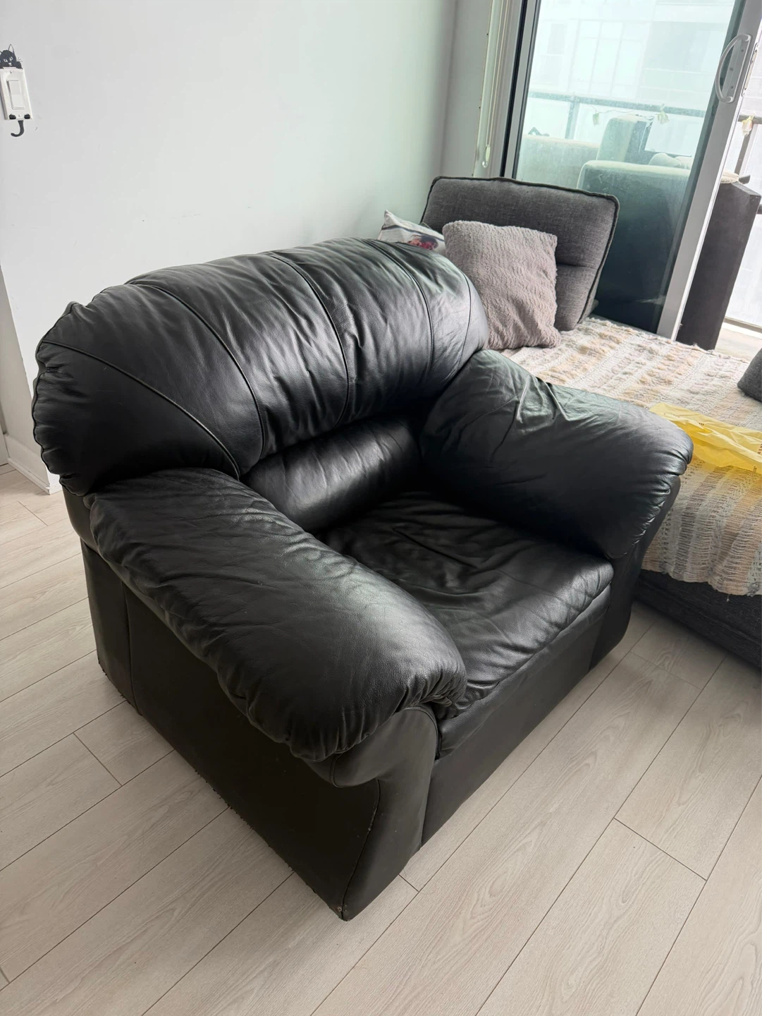 Oversized Black Leather Armchair