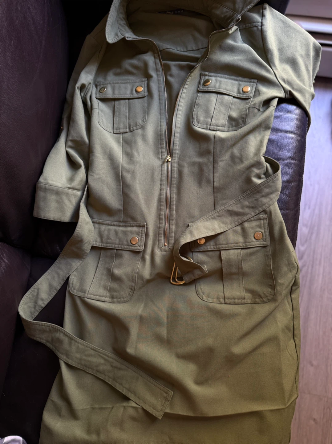Green Utility Style Dress with Belt