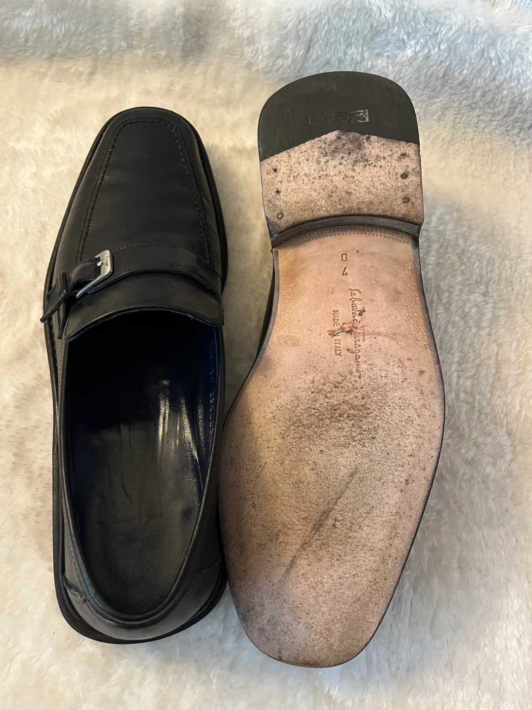 Salvatore Ferragamo Black Leather Loafers - Size 7 - photo 2