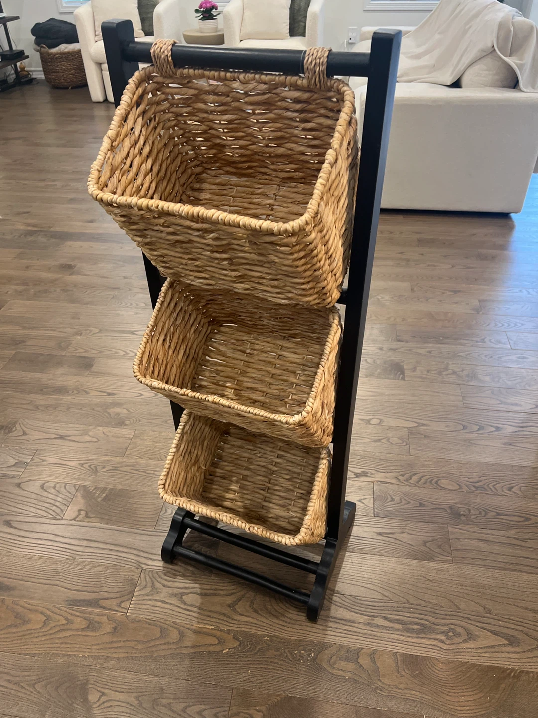3-Tier Woven Basket Stand