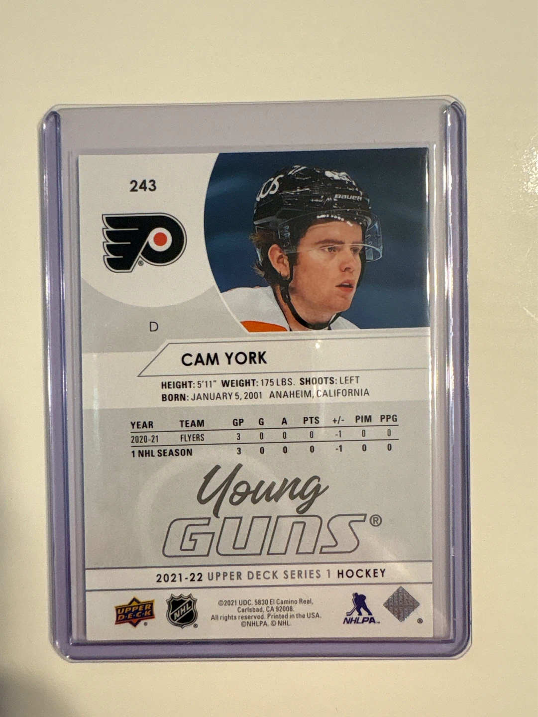 2021-22 Upper Deck Cam York Young Guns Hockey Card - photo 2