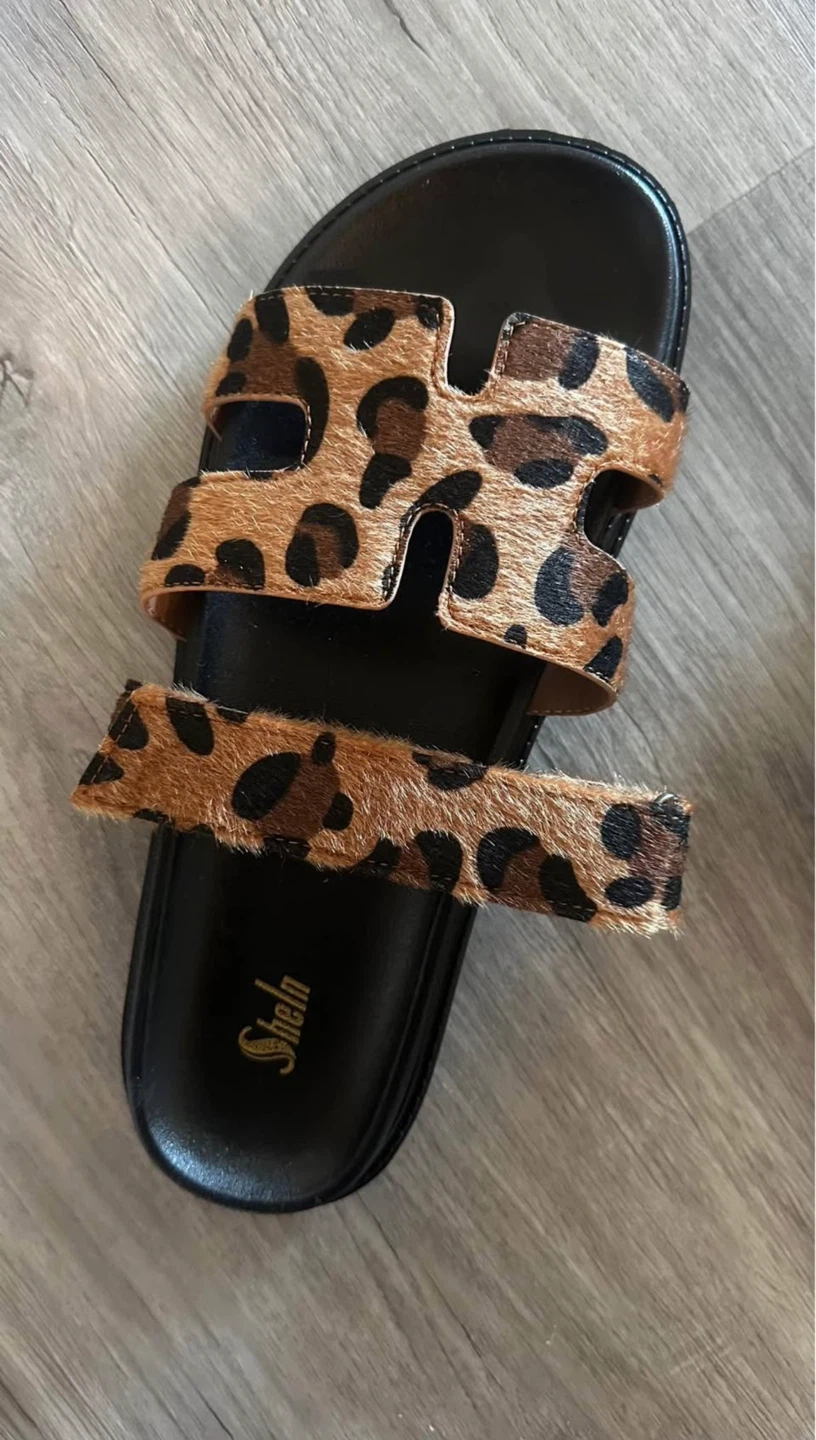 SHEIN Leopard Print Furry Slides - Women's Sandals - photo 2
