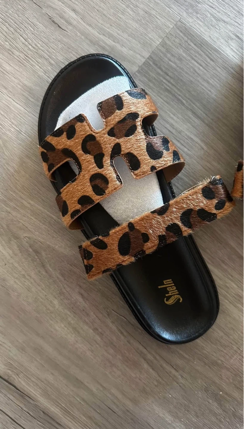SHEIN Leopard Print Furry Slides - Women's Sandals - photo 3