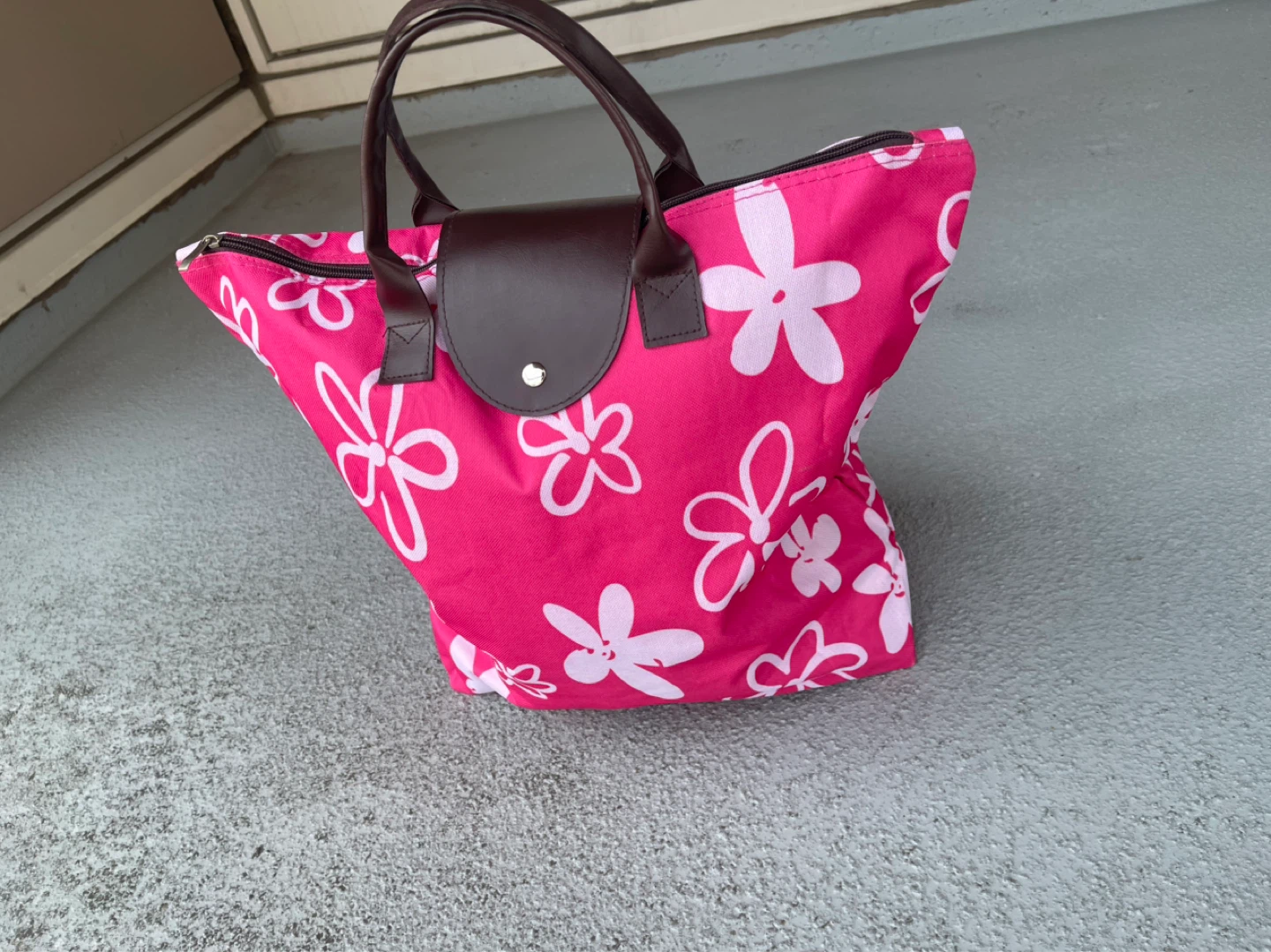 Pink floral tote bag
