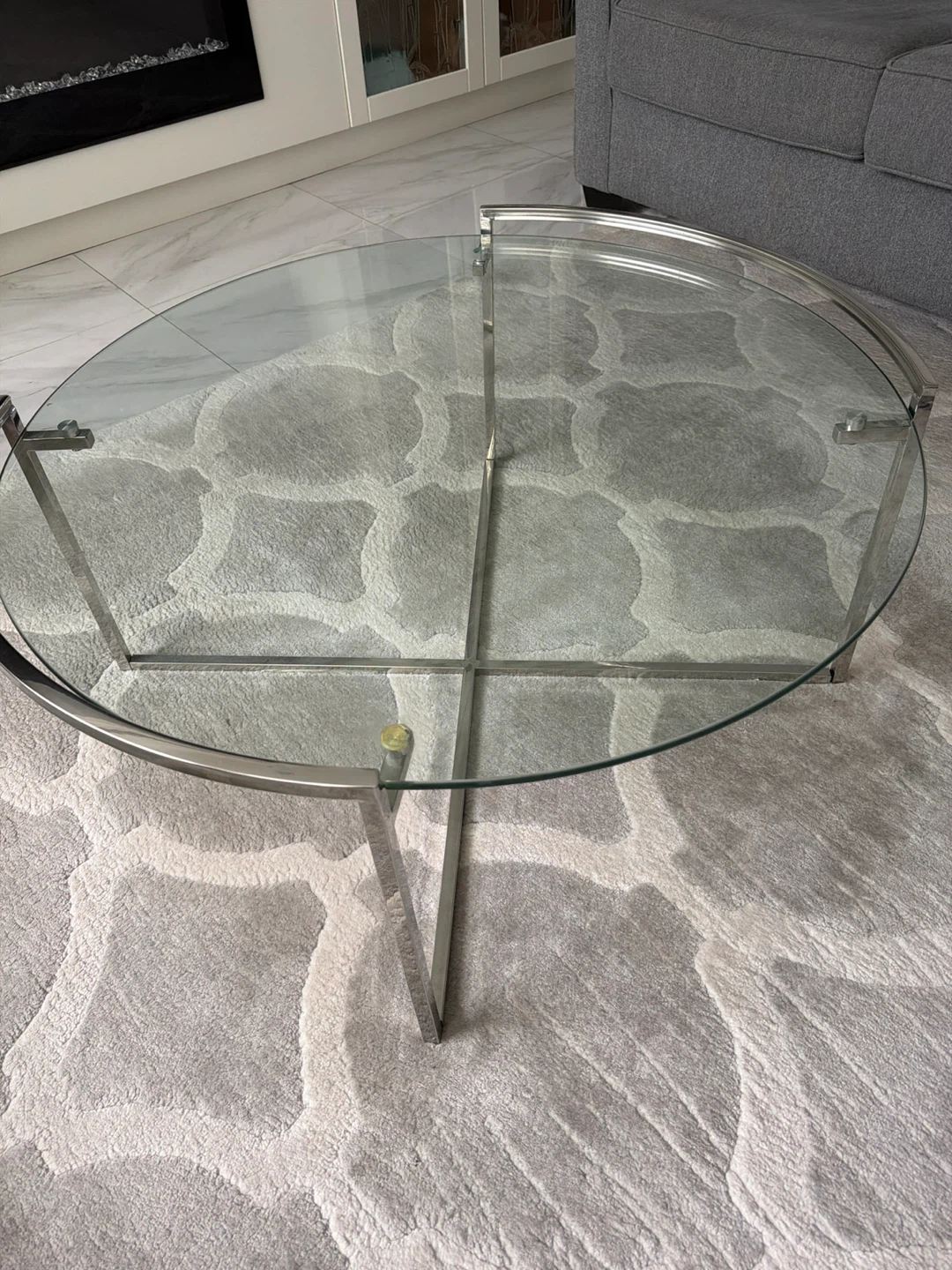 Glass and Metal Coffee Table