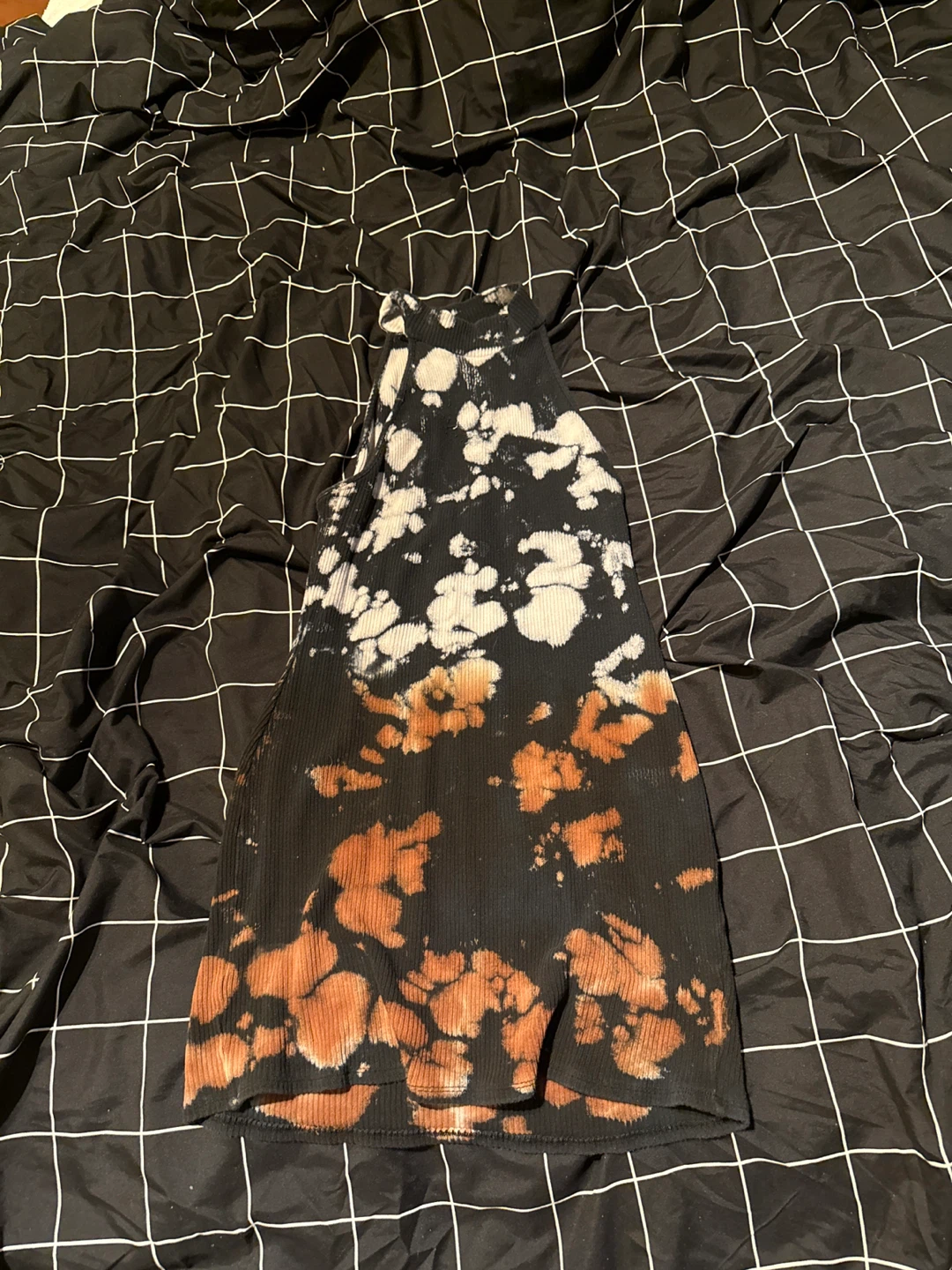 Black and White Tie-Dye Halter Top