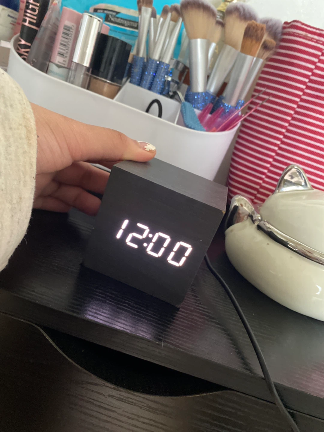 Digital Cube Alarm Clock with Power Cable